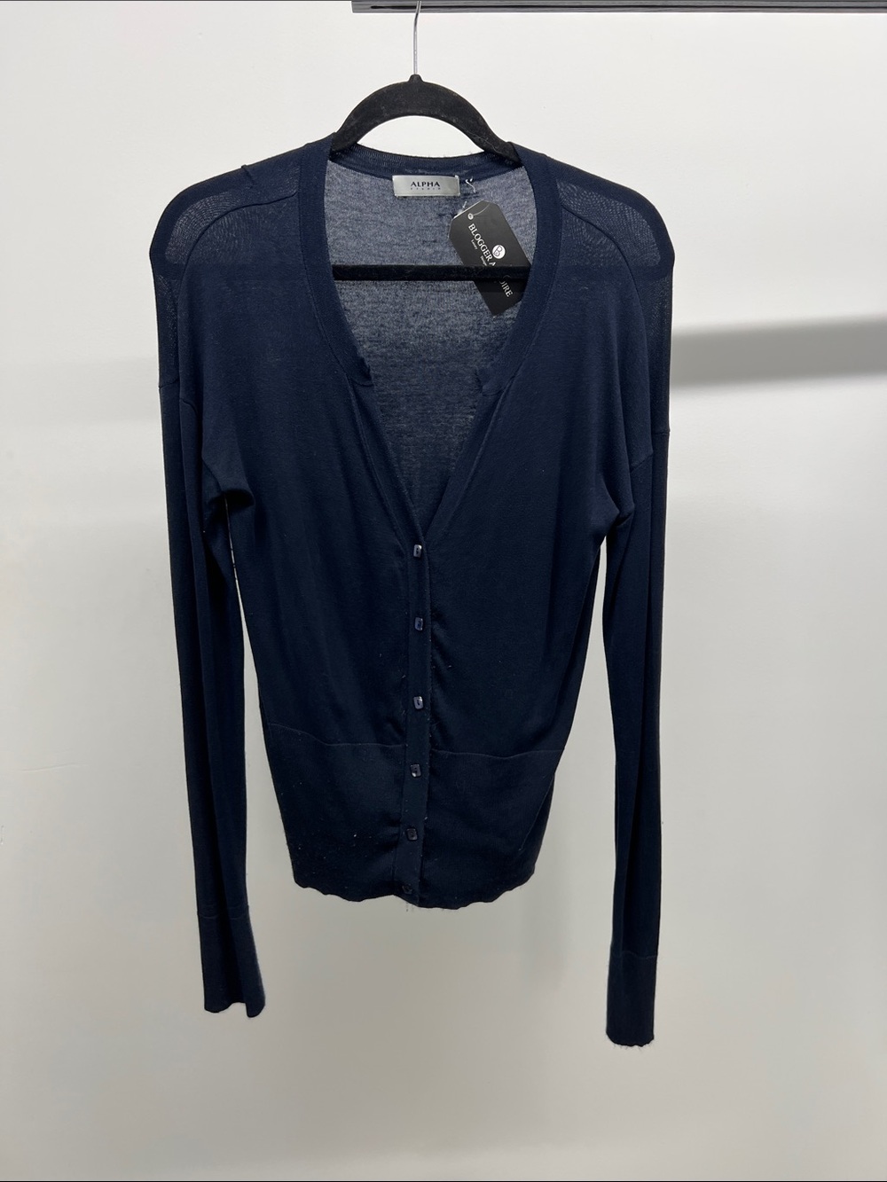 Alpha Studio Navy V-Neck Button-Front Cardigan